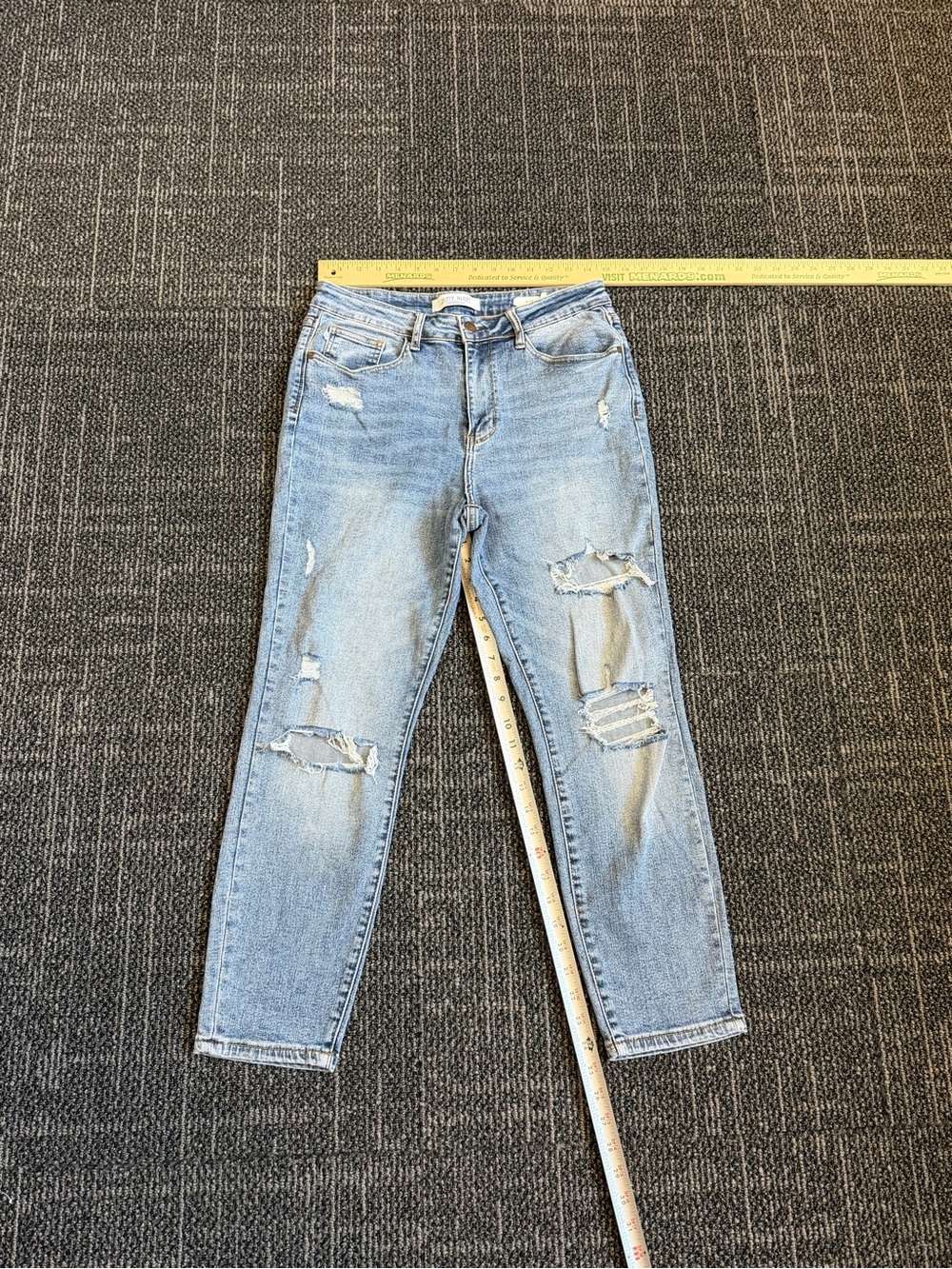 Judy Blue Straight Leg Jeans Women Slim Fit High Rise Distressed Size 11/30